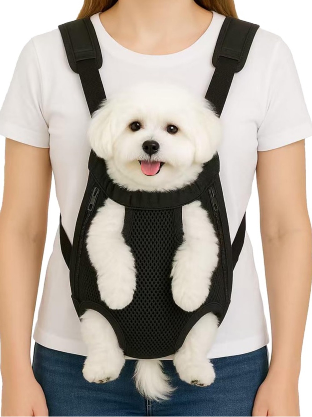 Black Pet Front-Carrier Backpack for Small Dogs